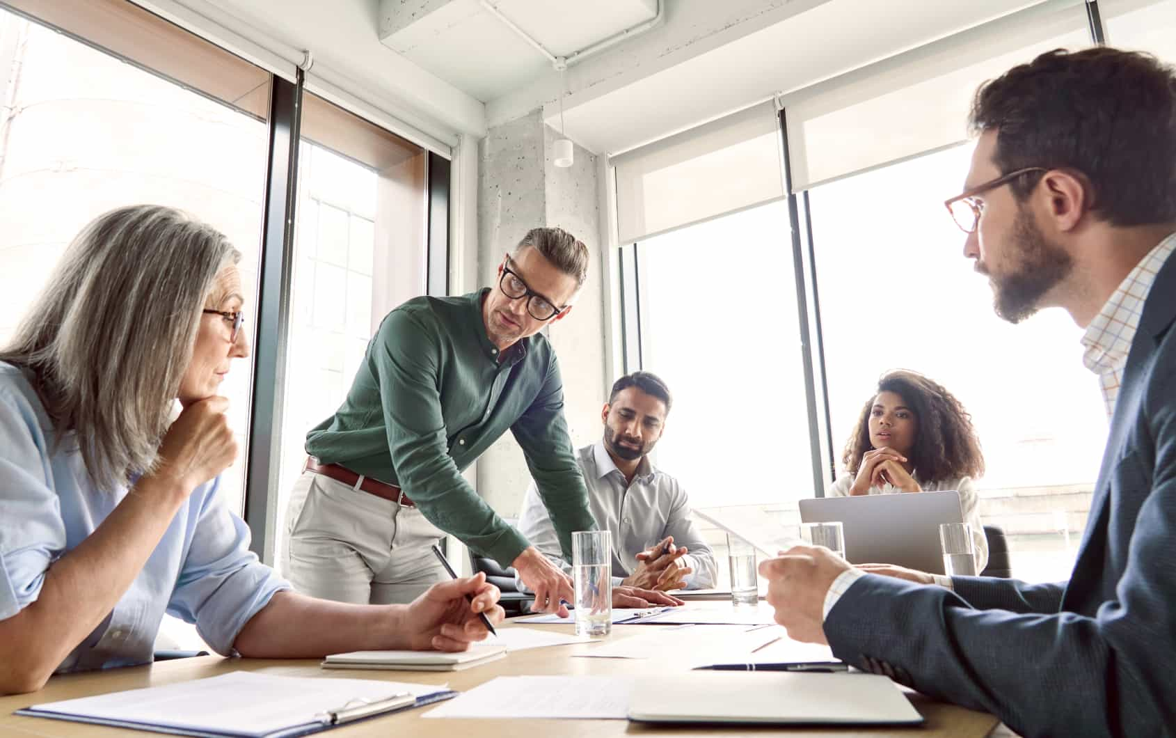 Team of people having a meeting